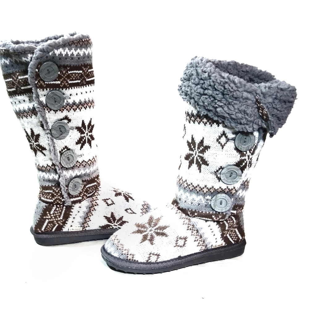 NWOT Muk Luks "Ala Mode" Fair Isle Slipper Boots
